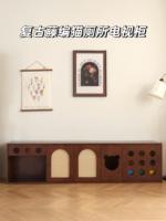 Meubles pour chats de luxe au design élégant, armoire en bois multifonctionnelle avec bac à litière et tiroirs, style minimaliste pour la maison