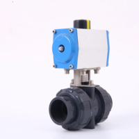 Vanne à boisseau sphérique électrique à double action 2 voies UPVC 15mm 20mm DN50 avec raccord union et retour à ressort, marque H Jiangsu