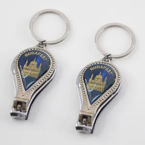 Travelpro Customized Metal Souvenir Keychain with Nail Clipper Functional keyring Budapest Folk Art Style for Household item