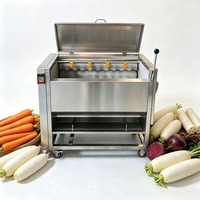 Machine de lavage et d'épluchage à brosse pour l'industrie agroalimentaire : gingembre, oignon, manioc, betterave, racine de lotus, igname, pomme de terre, carotte