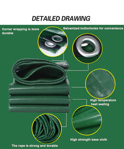 Bâche verte imperméable multi-usages 500 g/m² pour abri <span class=keywords><strong>d</strong></span>'urgence contre la pluie, couverture extérieure - Product Image 3