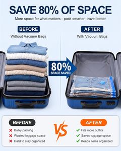 Sac de rangement sous vide écologique et peu encombrant pour l'organisation domestique et les voyages – Économisez 80 % d'espace - Product Image 5