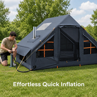 Tente de camping gonflable à gonflage rapide - Cabane de glamping imperméable 3000 mm avec cheminée pour l'extérieur (États-Unis et UE)