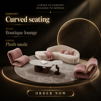 Canapé Courbé Moderne en Tissu Chenille, Canapé Arc pour Magasin de Vêtements, Salon de Beauté, Réception de Bureau, Causeuse d'Appoint, Taille Personnalisée