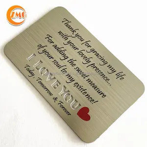 Hot sale silver brushed stainless steel metay type Anniversary Gift for Valentine Day I Love You Wallet Card Insert