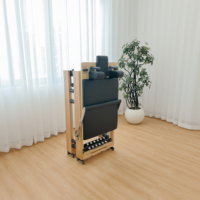 Máquina de Pilates Reformer de Madera de Roble, Plegable, Ajustable, Ecológica, Resistente, Equipo de Ejercicio para Gimnasio en Casa o Profesional