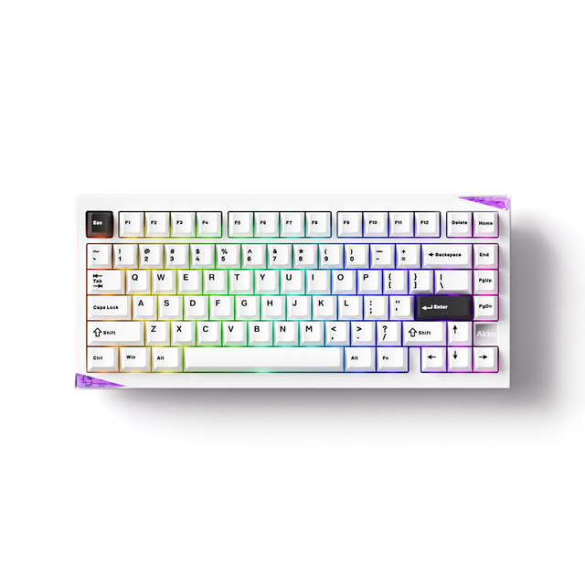 AKKO Mineral 01White VIA OEM Mechanical Keyboard 75% Layout RGB Backlit CNC Aluminum 1000Hz Rapid Disassemble Gaming Keyboard