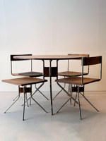 Chaise de salle à manger moderne de luxe léger en acier inoxydable, style mi-siècle, dossier en bois massif, design minimaliste, mobilier de maison et de bureau