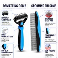 Peigne démêlant pour animaux de compagnie, double face, en acier inoxydable, pour chiens et chats à poils longs, brosse de toilettage pour éliminer les poils morts