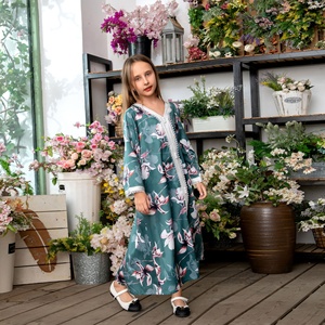 Abito Abaya musulmano stampato floreale Ramadan per ragazze islamiche per bambini manica lunga Dubai <span class=keywords><strong>turchia</strong></span> abito caftano abito da preghiera arabo - Product Image 1