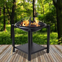 Brasero rond en bois moderne de 22,5 pouces avec support pour le camping et la terrasse de jardin, utilisable toute l'année