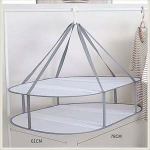 Large Folding Laundry <b>Drying</b> <b>Rack</b> Fold Flat Dry Hanger for Indoor Outdoor Polyester Dryer Mesh Belt - Product Image 5