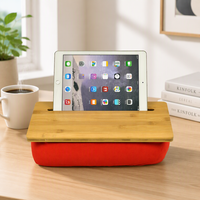 Support portable pour ordinateur portable avec tapis de souris et emplacement pour tablette, plateau de lit en bois grainé, support rembourré pour ordinateur portable pour le bureau à domicile
