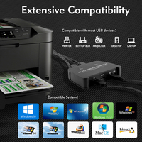 Kabel HDMI USB VCOM Built-in 4K HDMI KVM Switch dengan Tombol Eksternal untuk Dua Komputer ke Keyboard dan Mouse