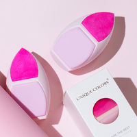 Éponge de maquillage en silicone souple en gros avec design floqué sans latex pour fond de teint et poudre, marque privée
