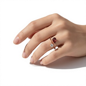 Natural Garnet and white <b>CZ</b> 925 silver <b>ring</b> for engagement, gift , party <b>ring</b> everyday wear jewelry - Product Image 1