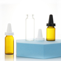 Botol kaca kecil transparan amber, botol kosong Perawatan Kulit medis, botol cairan obat bening steril