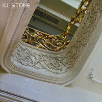 Vente chaude Fantaisie Marbre/quartz Marches Escalier Incurvé Pierre Naturelle Escaliers Incurvés Pierre De Marbre Blanc Grand Escalier