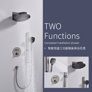 Concealed Thermostatic Shower Set Rainfall Overhead Shower Head With Handheld 1 Handle Ceramic Valve Core - Product Image 2
