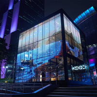 Film LED transparent auto-adhésif P6 P8 pour vitrines de centres commerciaux, idéal pour la publicité flexible sur verre.