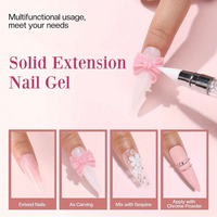 Gel de construction solide pour extension d'ongles et sculpture 3D, gel à ongles non collant, OEM, marque privée, vente en gros, fournitures professionnelles pour ongles