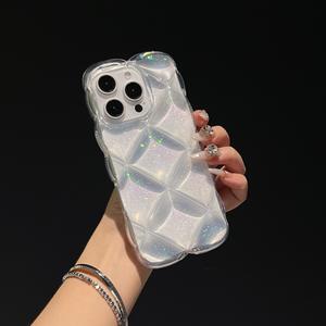Funda con diseño de rejilla transparente con purpurina estilo hada, adecuada para iPhone 17 Pro Max, para Apple 16, de silicona suave 14/15 - Product Image 1