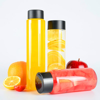 Bouteille de thé froid créative en plastique transparent jetable XYA pour animaux de compagnie, bouteille de jus de fruits avec couvercle