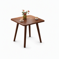 Mesa de Centro Pequeña con Tapa de MDF, Patas de Madera Maciza, Diseño Cuadrado, Mesa Auxiliar, Mesa de Noche, Ahorra Espacio