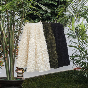 Jupe midi plissée élastique taille empire respirante pour femme, style chic français, sexy, tricotée, écologique, pour club, dropshipping - Product Image 3