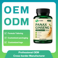 Capsules de Ginseng Panax OEM ODM, Mélange Herbal de Ginseng Panax, Ginkgo Ashwagandha Thé Vert Betterave, Complément de Ginseng Panax