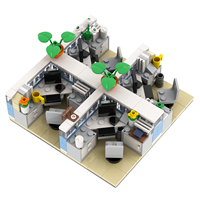MOC4072 Escena de Oficina, Asientos para Personal, Computadora, Planta en Maceta, Decoración, Ladrillos DIY, Bloques de Construcción Educativos para Niños