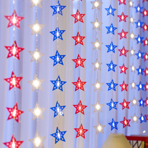 DAMAI Red White Blue <b>Star</b> String <b>Lights</b> Fourth of July <b>Lights</b> with <b>Star</b> for Memorial Independence Day Patriotic Theme Party - Product Image 1