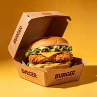 Boîte à burger jetable empilable en kraft, anti-fuite, pour poulet frit, frites, restaurant, vente en gros
