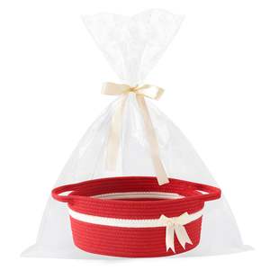 Panier-cadeau de la Saint-Valentin, panier de rangement vide en corde tressée, panier pour enfants avec nœud, paniers en corde de coton pour jouets, chats et chiens - Product Image 3