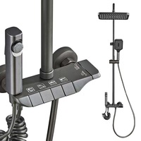 Système de robinetterie de baignoire minimaliste multifonctionnel avec mitigeur eau chaude et froide et pommeau de douche pluie à touches piano