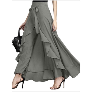 <span class=keywords><strong>Pantaloni</strong></span> larghi a <span class=keywords><strong>vita</strong></span> alta con cravatta e <span class=keywords><strong>pantaloni</strong></span> con gonna di Chiffon da <span class=keywords><strong>donna</strong></span> alla moda - Product Image 5