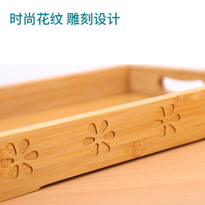 Plum Blossom Bamboo <b>Tray</b> Natural Wood Color Rectangle Serving <b>Tray</b> For <b>Tea</b> Coffee Hotel Use - Product Image 4