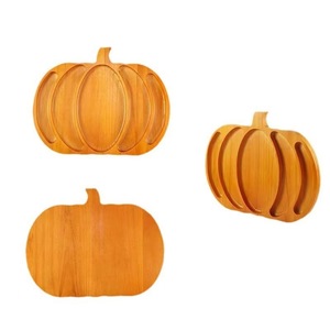Bandeja de madera con forma de calabaza de Halloween, plato decorativo para dulces con compartimentos para servir comida y pasteles para niños - Product Image 3