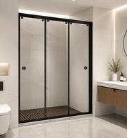 Porte coulissante à trois côtés en verre trempé de 8 mm de haute qualité, design moderne, luxe, acier inoxydable 304