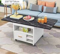 Table basse moderne pliable et extensible avec roulettes, table à manger convertible avec rangement pour salon