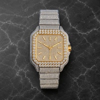 Montre automatique mécanique pour homme avec verre saphir, design bicolore, testée au diamant, sertie de moissanite VVS1 couleur D