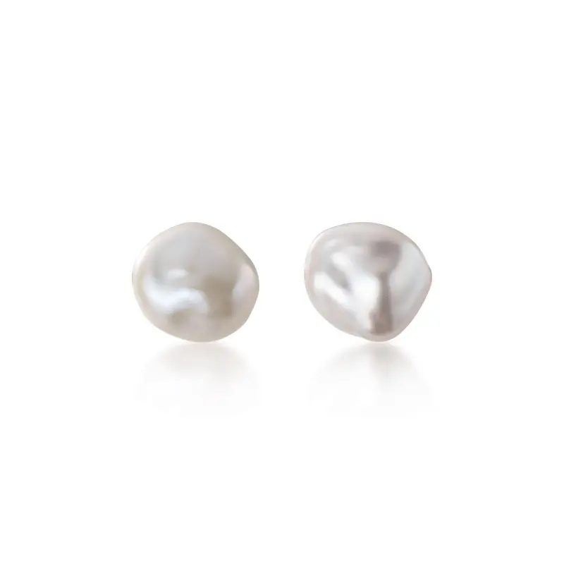 Elegant Trendy Fashion 925 Sterling Silver Natural Irregular Baroque Pearl Stud Earrings for Women Girls