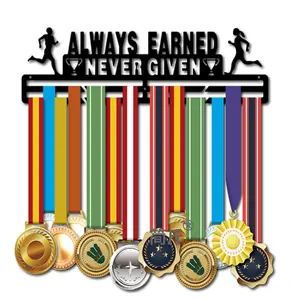 कस्टम फिगर स्टेनलेस स्टील पुरस्कार पदक धारक Minimalist दीवार माउंट रैक दौड़ के लिए धावक खिलाड़ियों पदक पिछलग्गू प्रदर्शन