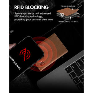 THUMBS-UP Slim Magnetic Trifold Pop up Card Holder ID Window RFID Blocking Crazy Horse Brown Leather 8-11 Cards Men <b>Wallet</b> - Product Image 5