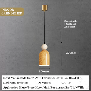 Lustre en pierre de travertin jaune Japandi, style Wabi Sabi, petite lampe suspendue <span class=keywords><strong>pour</strong></span> restaurant, café, comptoir, bar, luminaires suspendus - Product Image 5