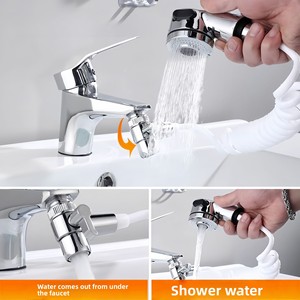 Rubinetto <span class=keywords><strong>per</strong></span> Lavabo Bagno Estraibile Acqua Calda/Fredda Cromato Design Moderno e Semplice con Funzione Doccia Magica <span class=keywords><strong>per</strong></span> Lavaggio Capelli - Product Image 3