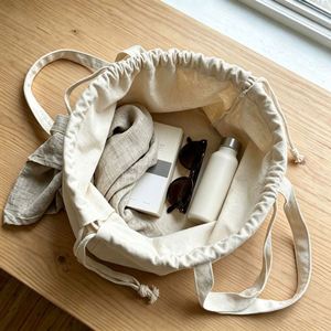 Wholesale Custom Logo Large Capacity Eco-friendly <b>Drawstring</b> Shopping <b>Bag</b> <b>Canvas</b> Fabric for Shopping Custom - Product Image 2
