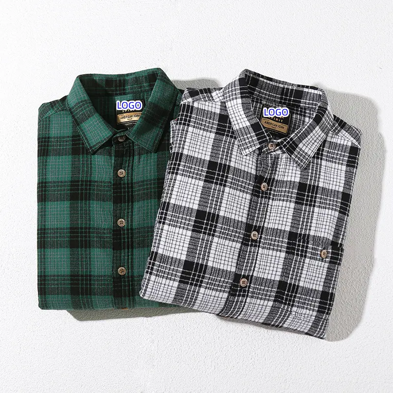 High quality men's flannel shirt long sleeve thickened warm plaid shirts for men 5018