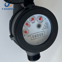 Meter Air Dingin Vertikal Tipe Kering Multi-Jet Kelas B/C Weizidom Nylon Plastik DN15-20 Berulir OEM Kustom Dial IP68 Tinggi