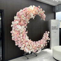 Arche florale en forme de lune, faite à la main, écologique, réglable, réutilisable, en soie, pour mariage, support de toile de fond florale, banquet